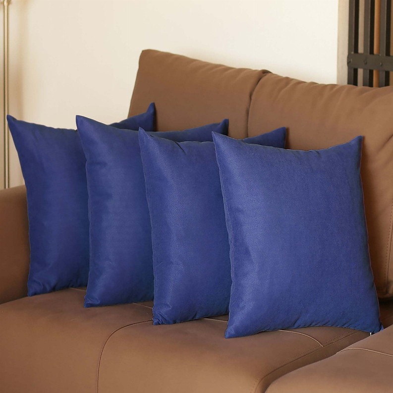 Farmhouse Square and Lumbar Solid Color Throw Pillows Set of 4 18"x18" Sapphire Blue