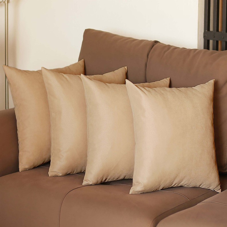 Farmhouse Square and Lumbar Solid Color Throw Pillows Set of 4 18"x18" Beige