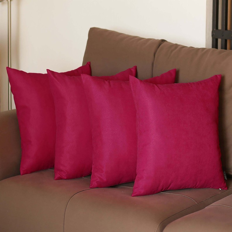 Farmhouse Square and Lumbar Solid Color Throw Pillows Set of 4 18"x18" Pink
