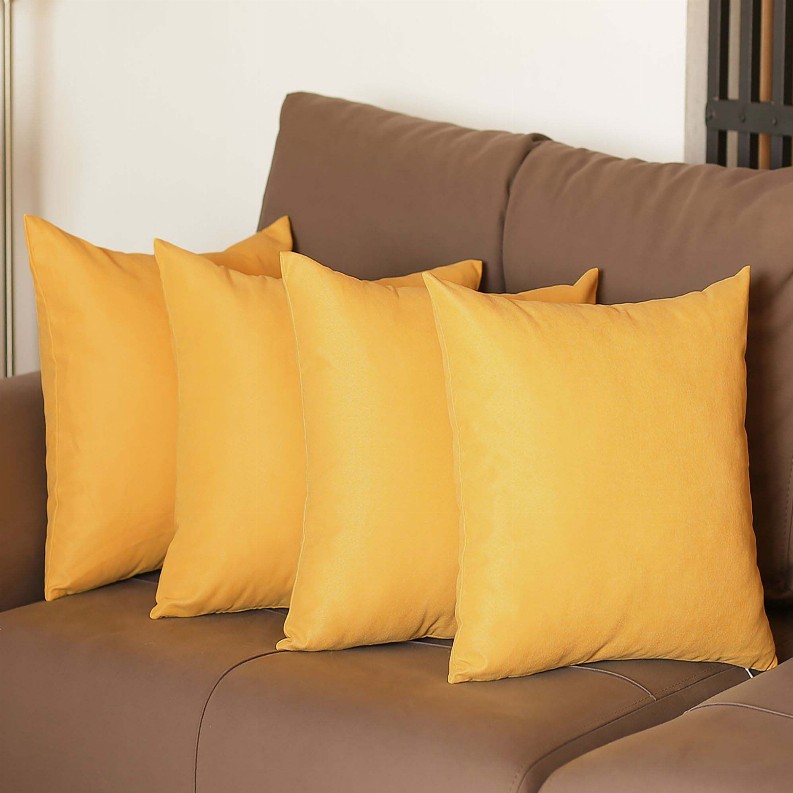 Farmhouse Square and Lumbar Solid Color Throw Pillows Set of 4 18"x18" Yellow