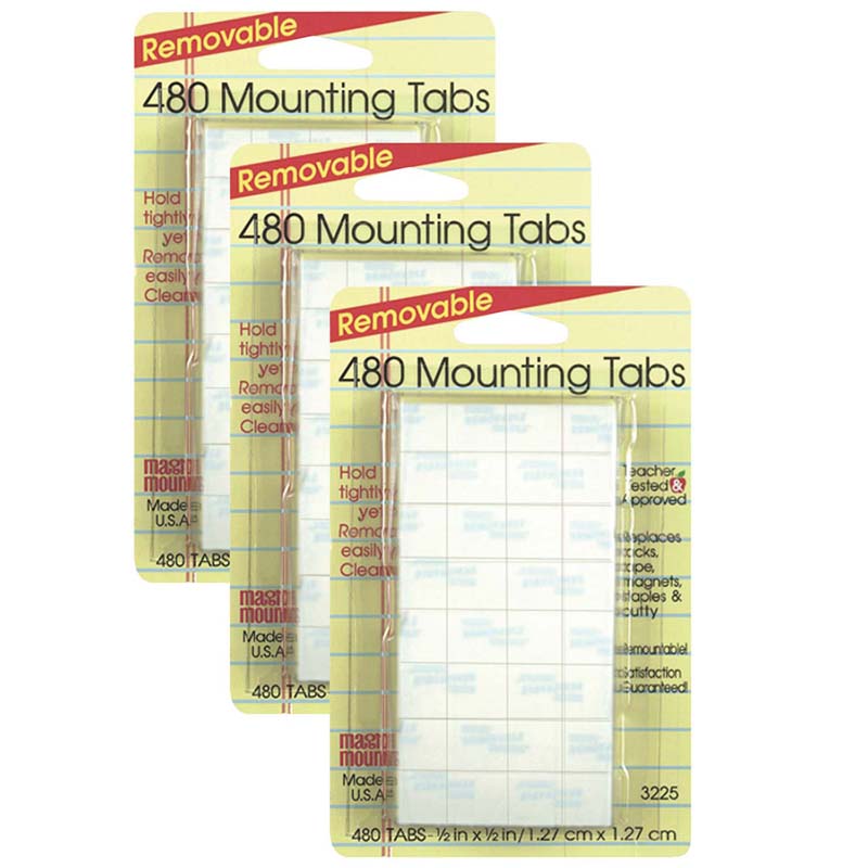 Removable Tabs, 0.5" x 0.5", 480 Per Pack, 3 Packs