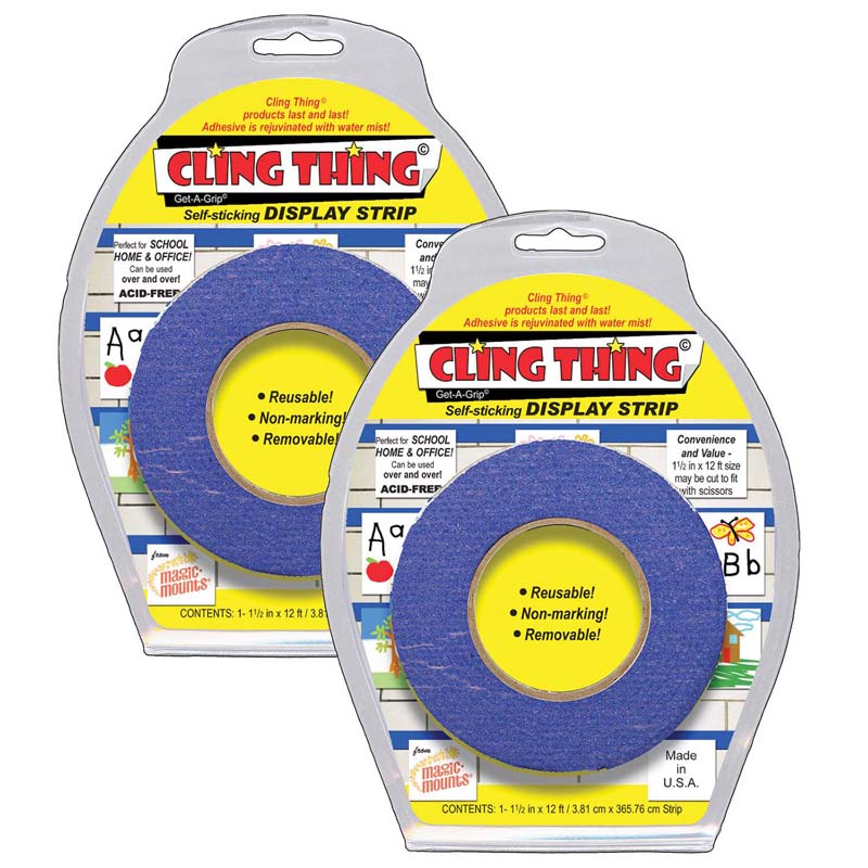 Cling Thing Display Strip, Blue, 12 Feet Per Roll, Pack of 2