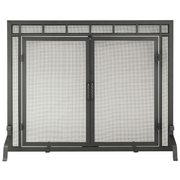 39" W X 31" H MinuteMan Black Wrought Iron Mission Style Screen With Doors - X800285