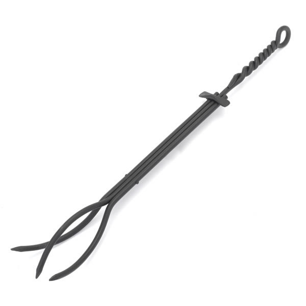 28" Minuteman Wrought Iron Tongs with Twisted Rope Design