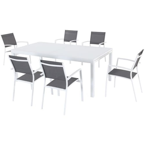7pc Dining Set: 6 Aluminum Chairs and 1 Extension Table