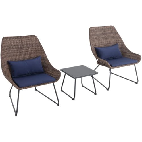 3pc Seating Set: 2 steel side chairs, accent table