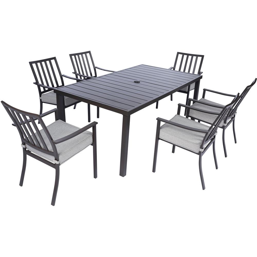 Carter 7pc Dining: 7 Slat Alum Chairs and Slat Top Table