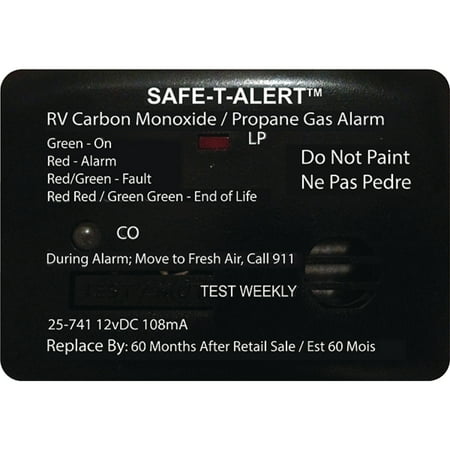 Combination Carbon Monoxide/Propane Alarm - Mini Black Surface Mount 12Vdc Hard Wire