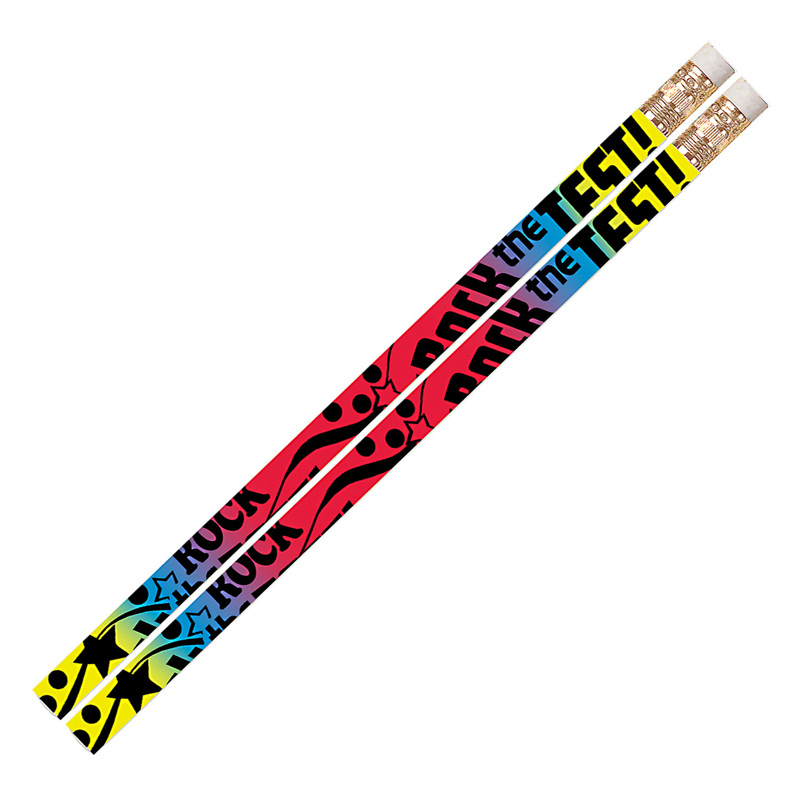 Rock The Test Motivational Pencils, 12 Per Pack, 12 Packs