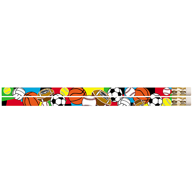 Super Sports Motivational/Fun Pencils, 12 Per Pack, 12 Packs