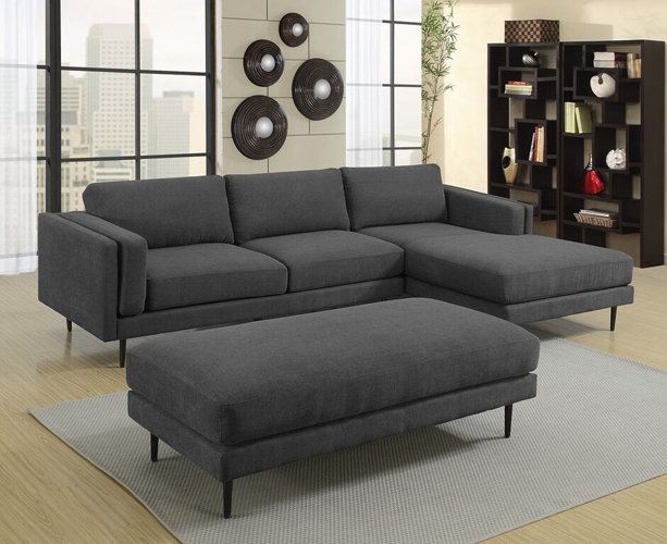 Colton Charcoal Ottoman in Polyester Fabric