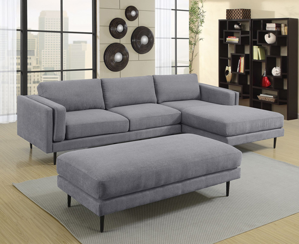 Colton Gray Ottoman in Polyester Fabric