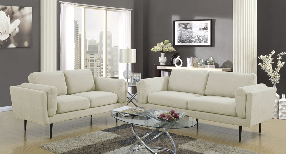 Colton Beige Loveseat in Polyester Fabric