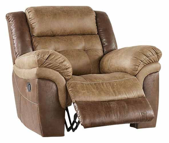 Sheffield Two-Tone Fabric Recliner Glider Chair in Brown Mocha
