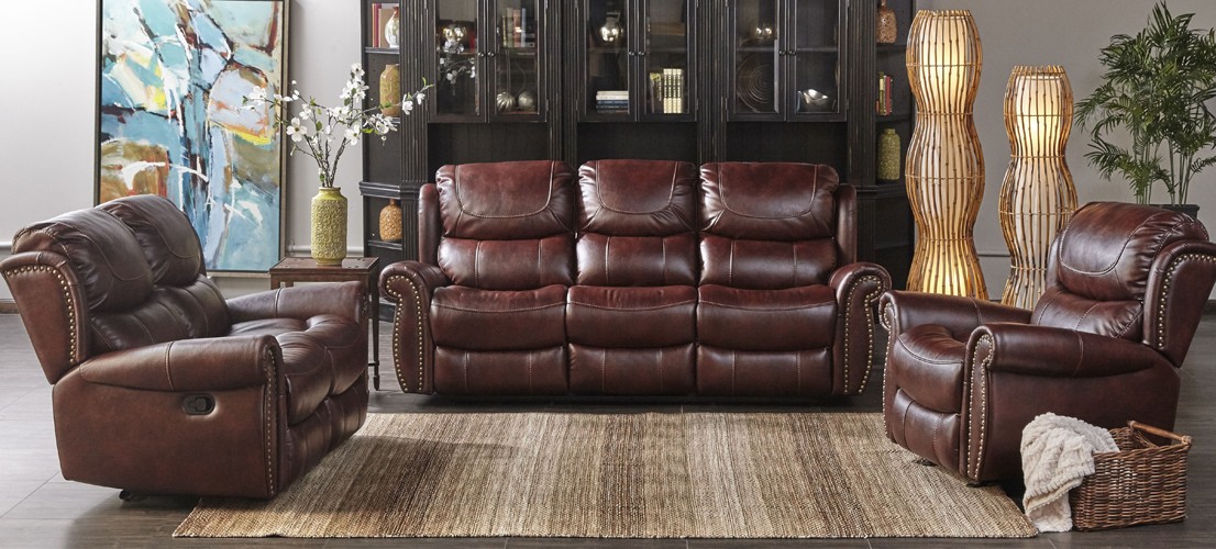Stanley Mahogany Leather Gel Recliner Glider Chair