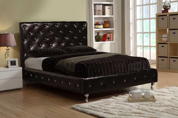Prestige Platform Twin Bed in Black Faux Leather