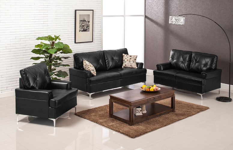 Walker Sofa in Black Bonded Leather