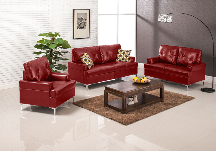 Walker Sofa in Red Bonded Leather