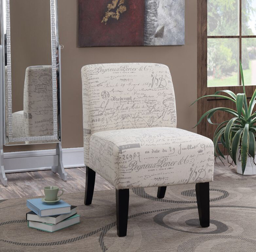 Parma Beige French Script Slipper Accent Chair