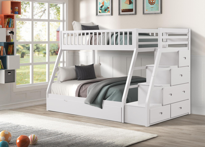 Julian Twin over Full Storage Bunkbed, White