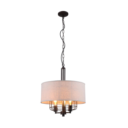 Clemente Chandelier Lamp, Aged Bronze, Beige