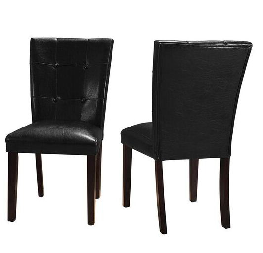 Crescent Black Faux Leather Parsons Chair