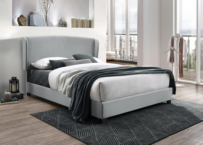 Bedroom Kimberly Wingback King Bed, Gray