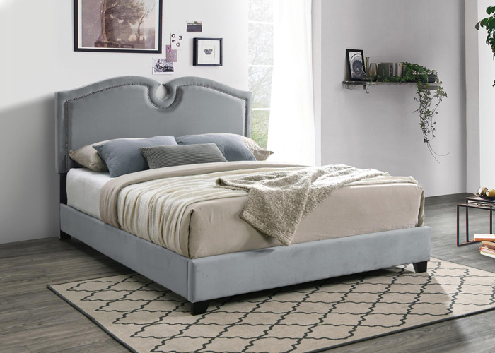 Bedroom Kimberly Scalloped King Bed, Gray