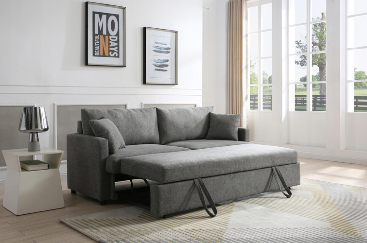 Rebecca Sofa with Pull-Out Bed, Gray