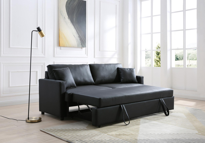 Rebecca Sofa with Pull-Out Bed, Black