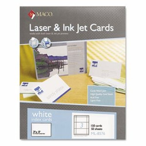 MACO Micro-perforated Laser/Ink Jet Unruled Index Cards - 5" x 3" - 150 / Box - Micro Perforated