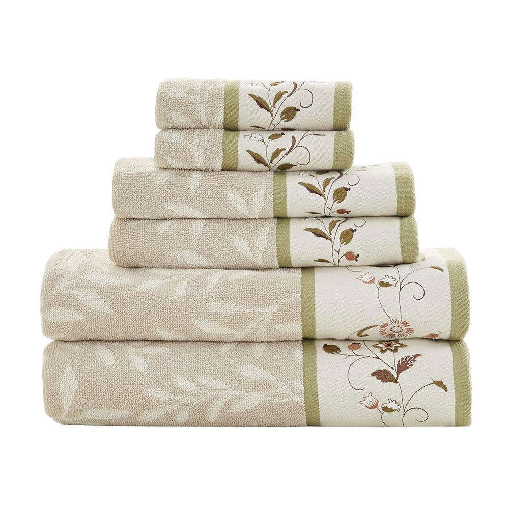 100% Cotton Jacquard Embroidered 6pcs Towel Set