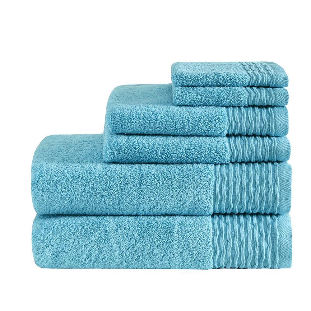 100% Cotton Wavy Border 6pcs Towel Set,MP73-5715