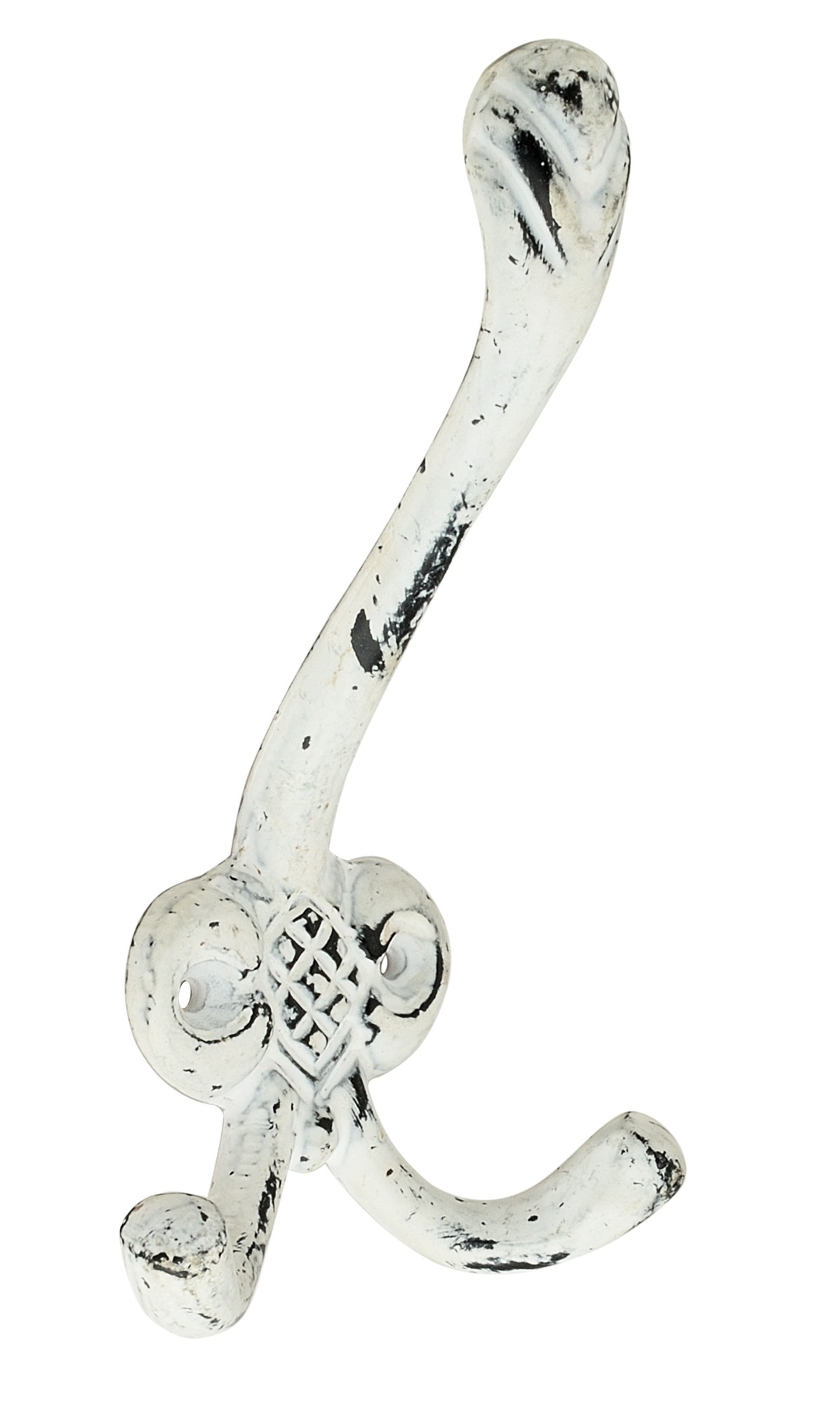 Decorative 5-13/20" White Single Hat & Double Coat Hook