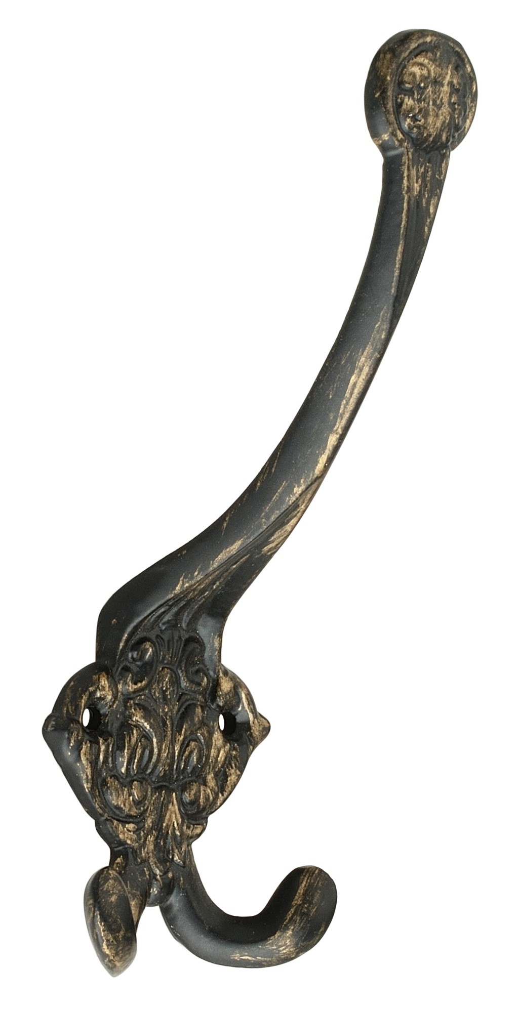 Decorative 6-7/10" Antique Brass Finish Single Hat & Double Coat Hook