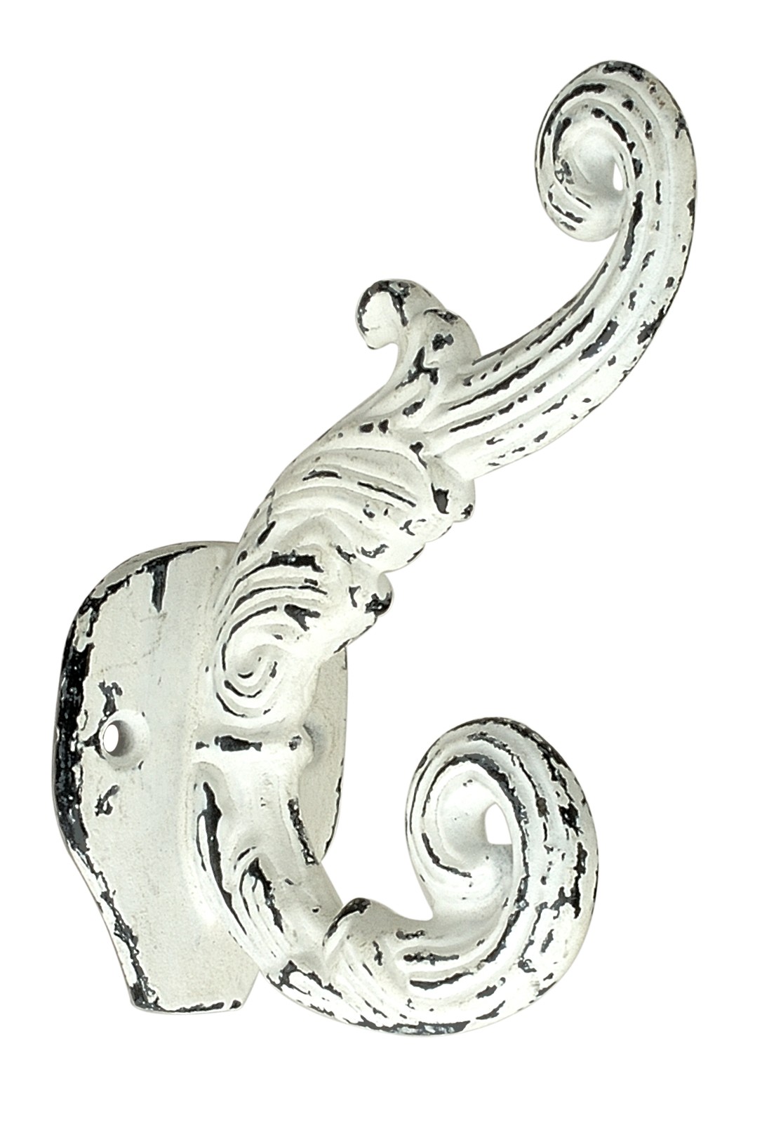 Floral Scroll 4 in. (102 mm) Distressed White Hat & Coat Hook