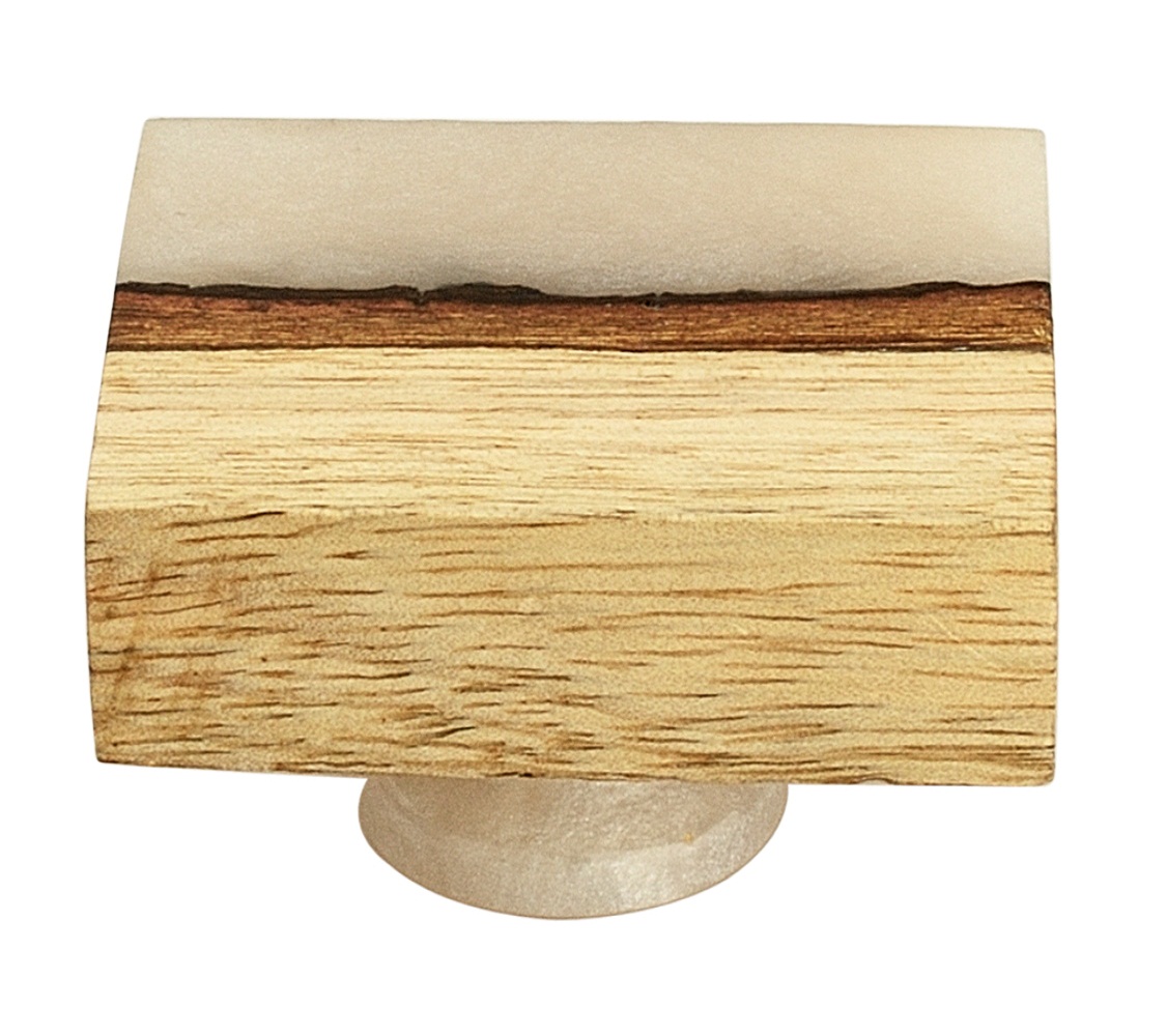 Frosted Straight Timber 1-7/11 in. (42X32mm) White Resin Straight Knob