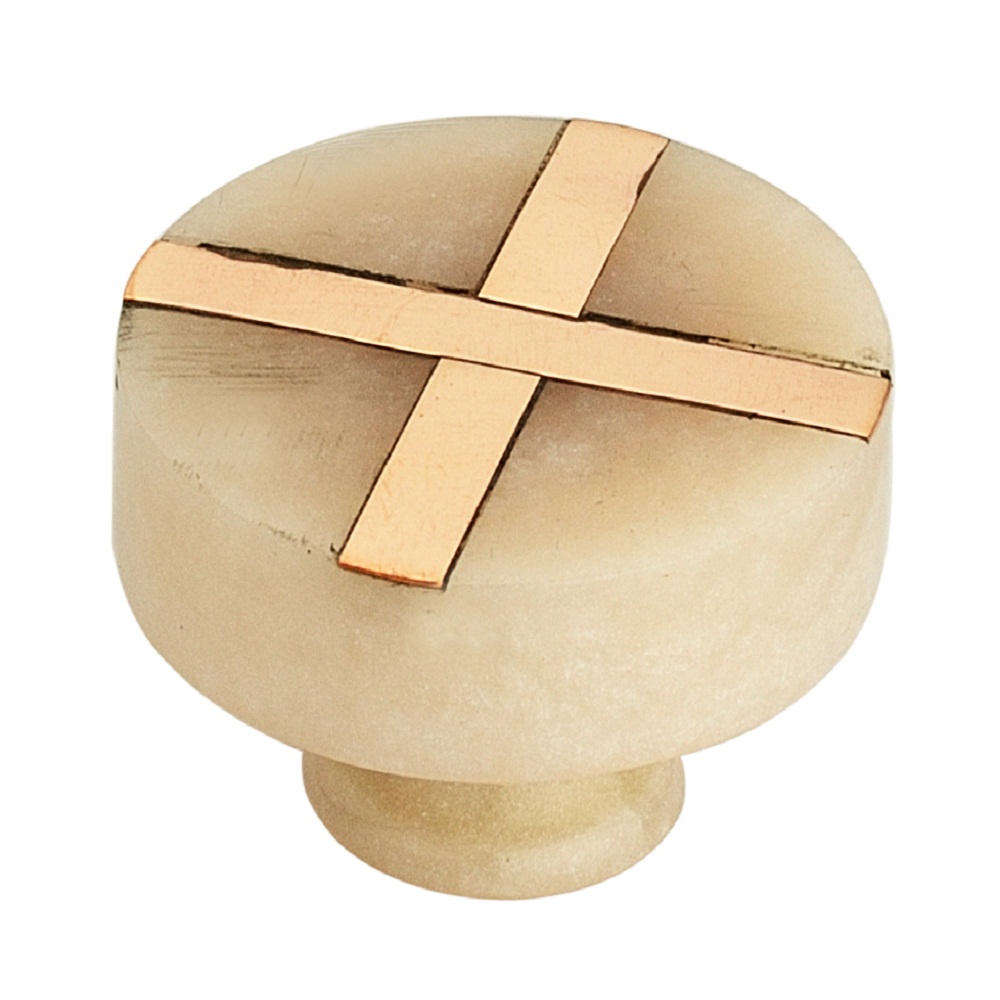 Frosted Marble Style Round 1-1/3 in. (34mm) Peach Cabinet Knob