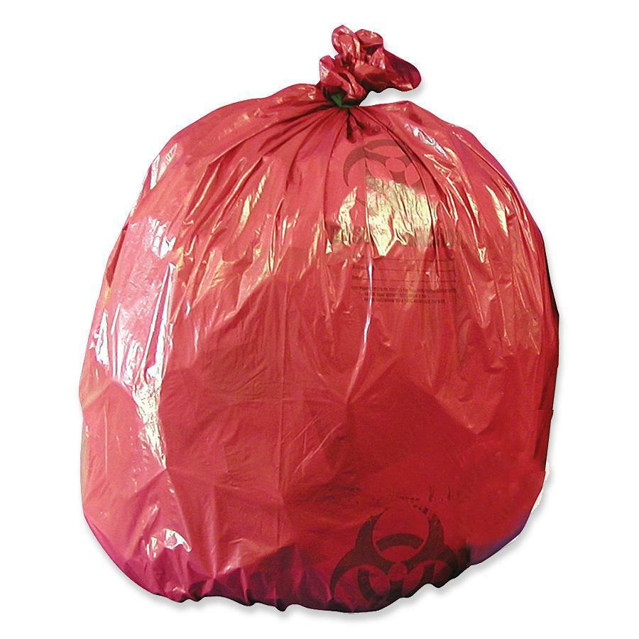 Medegen MHMS Red Biohazard Infectious Waste Liners - 7 to 10 gallons - 24" Width x 24" Length x 1.2mil Thickness - Red - 50 / Bo