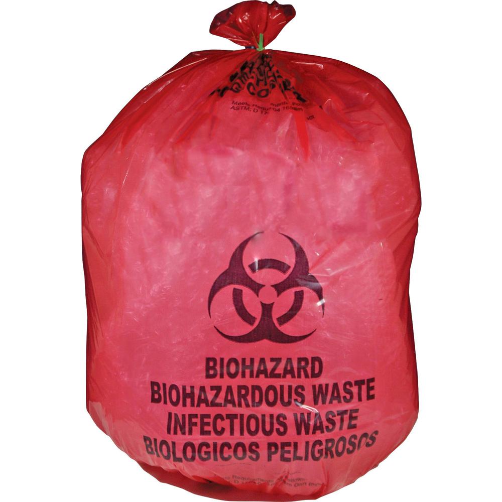 Medegen MHMS Red Biohazard Infectious Waste Bags - 25 gal Capacity - 31" Width x 41" Length - 1.10 mil (28 Micron) Thickness - R