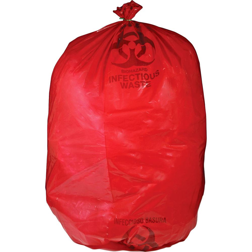 Medegen MHMS Red Biohazard Infectious Waste Bags - 33 gal Capacity - 31" Width x 43" Length - 1.50 mil (38 Micron) Thickness - R