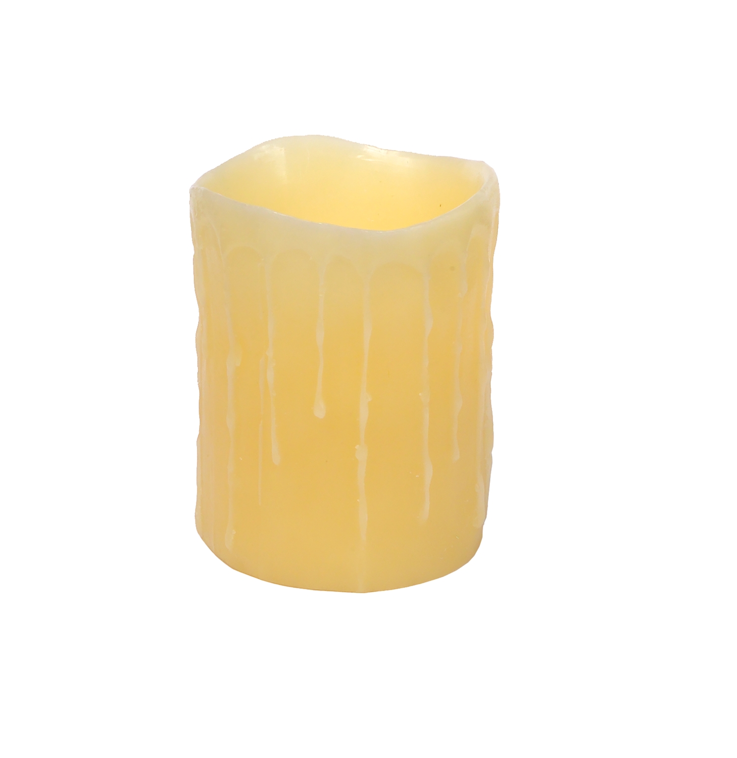 LED Wax Dripping Pillar Candle (Set of 3) 4"Dx5"H Wax/Plastic - 2 D Batteries Not Incld