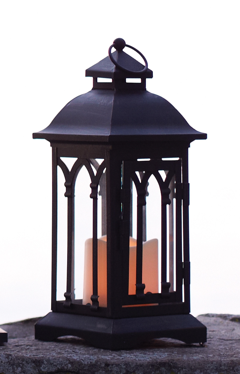 Lantern w/3"x3" LED Candle (Set of 2) 12.25"H Iron/Glass/Plastic - 2 AA Batteries Not Incld