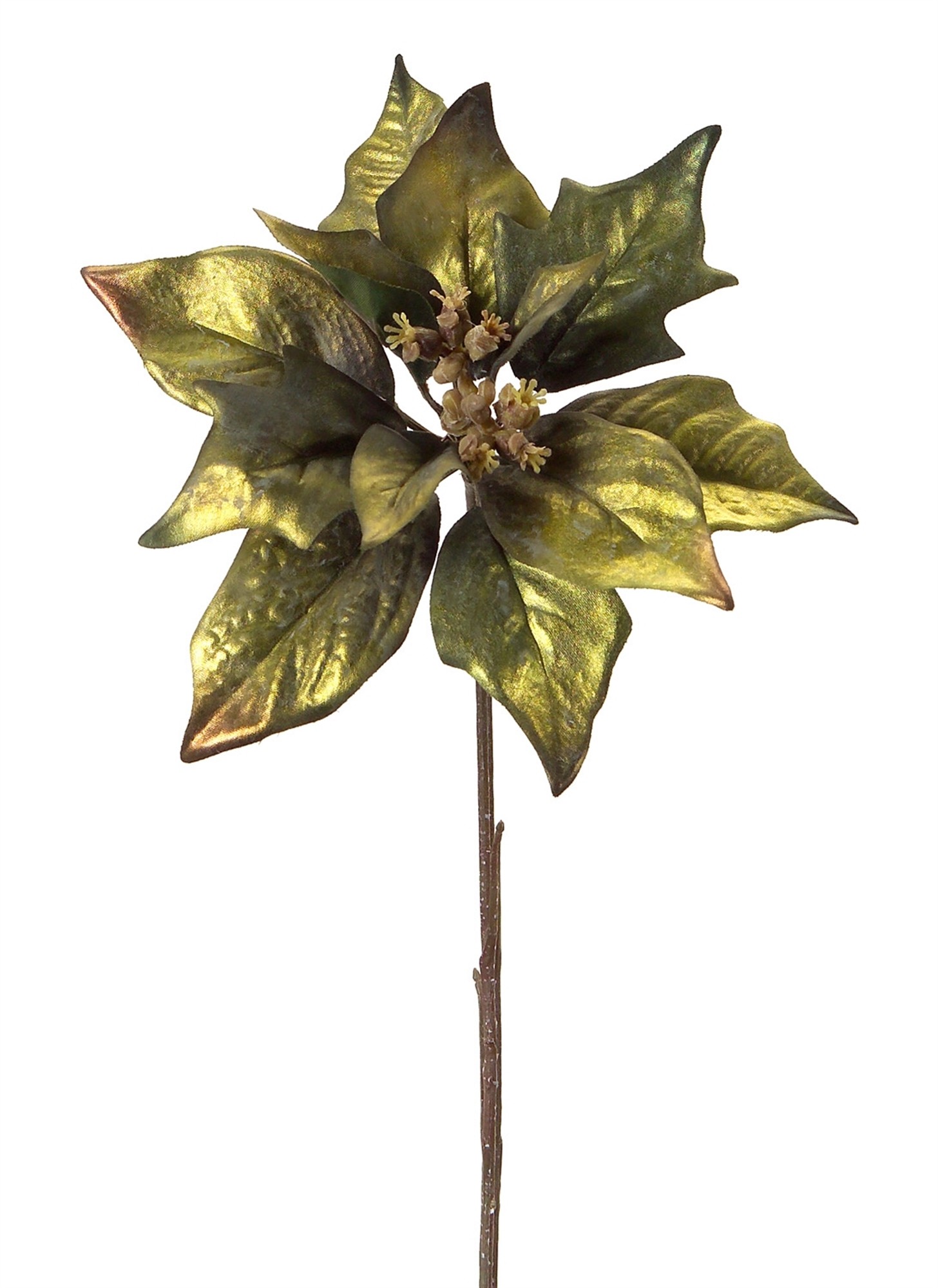 Metallic Poinsettia Stem (Set of 12) 24"H Polyester