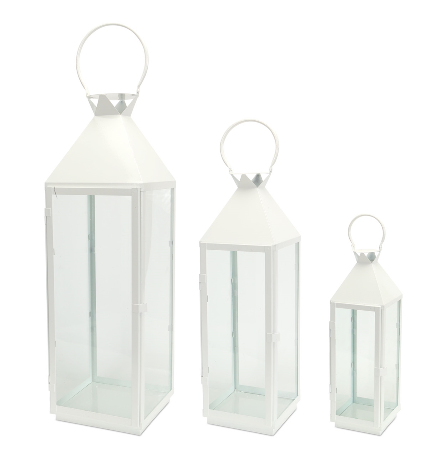 Lantern (Set of 3) 18", 26", 34"H Metal/Glass