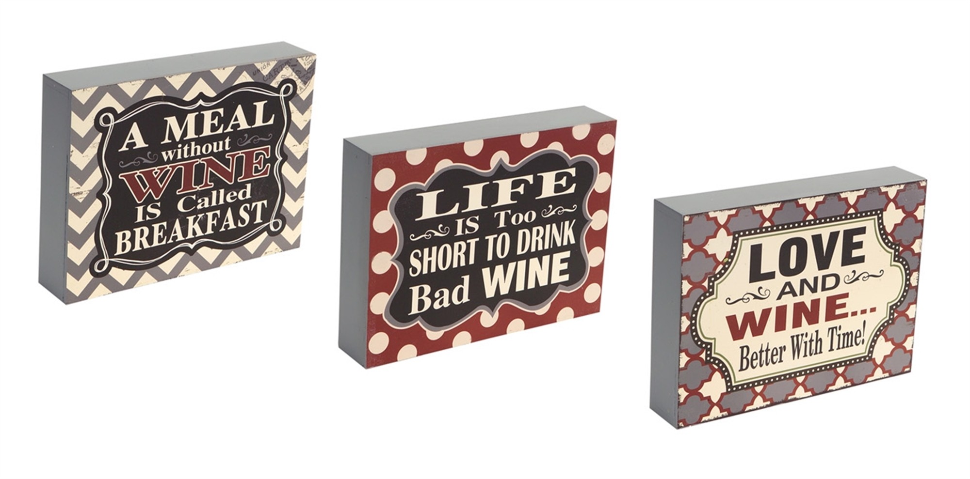 Wine Sitting/Wall Plaques (Set of 6) 7.5"Wx6"H MDF