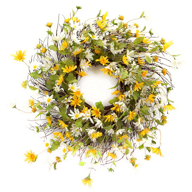 Daisy Wreath 24"D Polyester