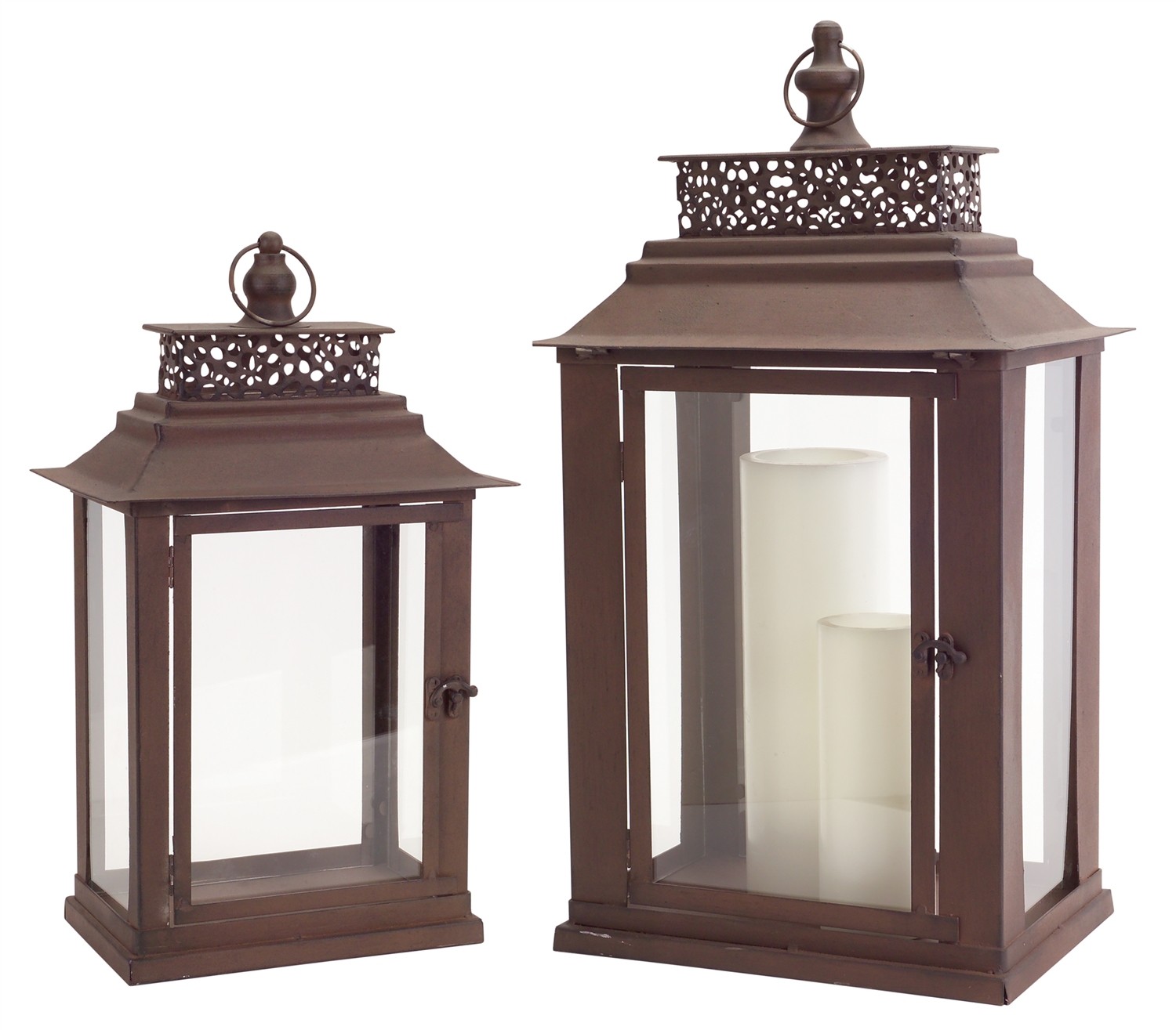 Lantern (Set of 2) 19.5"H,25"H Metal/Glass