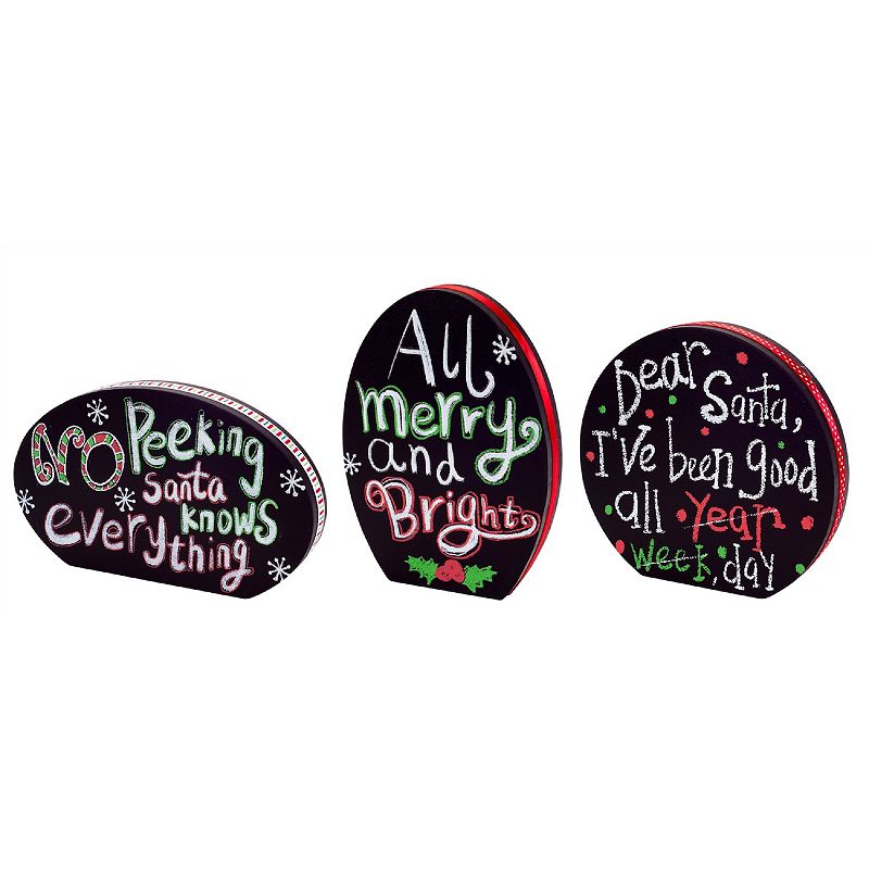 Round Santa Plaques/Table Pieces (Set of 9) 4.5"-7.25"H MDF