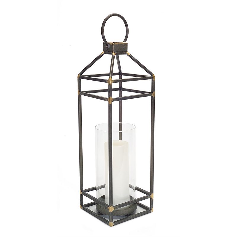 Open Design Lantern w/Glass 23"H Metal/Glass